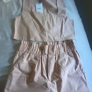 O.P.T pink linen shirt set